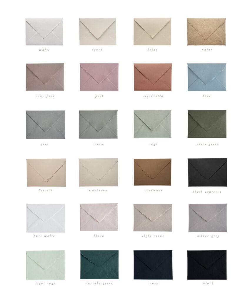 Collection GUIDE_handmade paper envelopes colors
